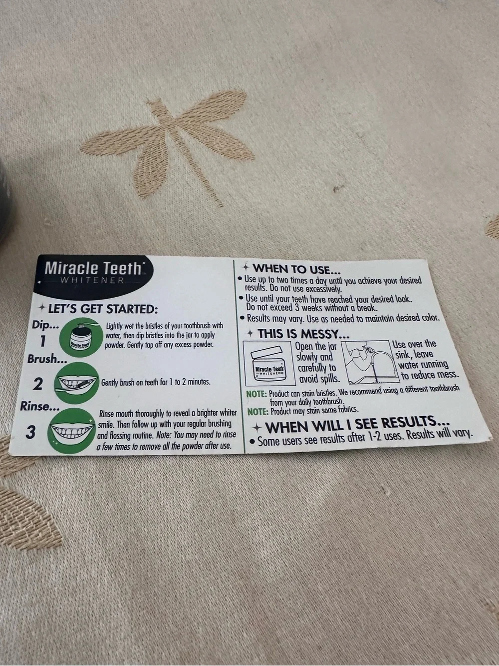 MIRACLE TEETH WHITENER ACTIVATED COCONUT CHARCOAL POWDER.